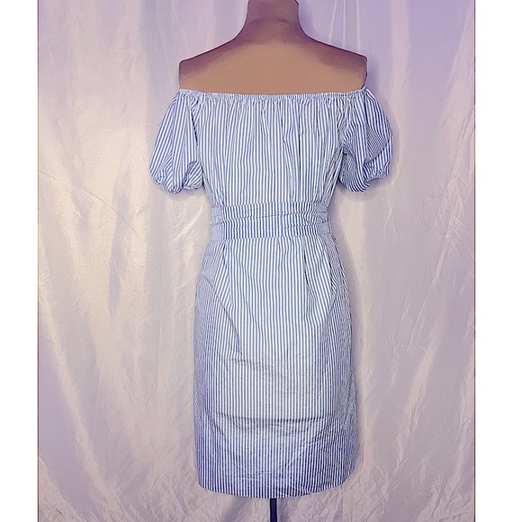 Zara Woman - Stripped Off Shoulder Dress - Picture 6 of 7